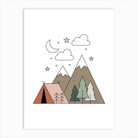 Woodland Camping Art Print