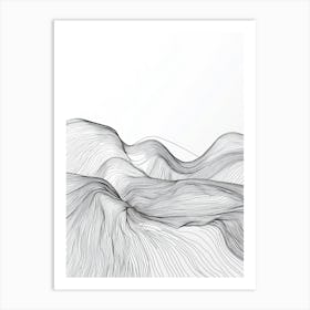 Abstract Line Drawing Of Mountains Art Print