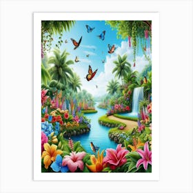 Butterflies In The Garden 2 Art Print