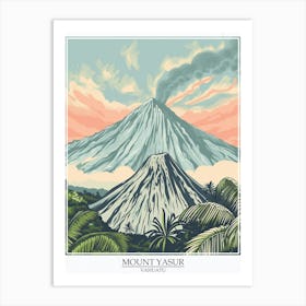 Mount Yasur Vanuatu Color Line Drawing 4 Poster Art Print