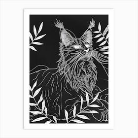 Maine Coon Cat Minimalist Illustration 2 Art Print