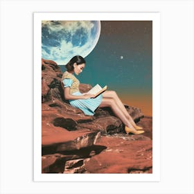 Girl Reads A Book Art Print