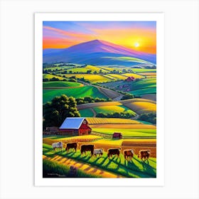 Sunset On The Farm 3 Art Print