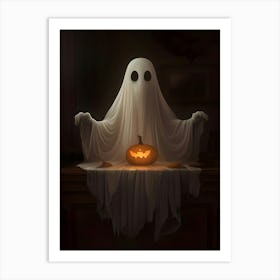 Ghost With Pumpkin Art Print