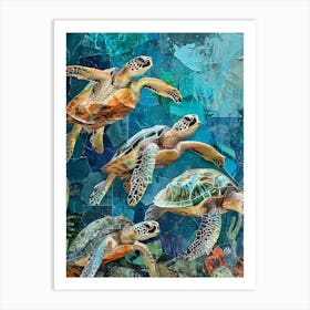 Kitsch Sea Turtle Collage 3 Art Print