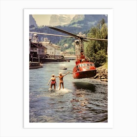 Vintage Vacations. Mountain River, Canada (II) Art Print