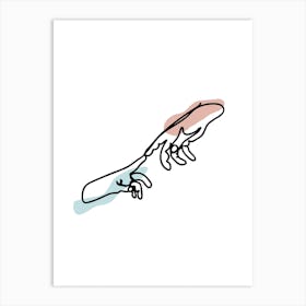 Female Hands Touch Line Art Art Print