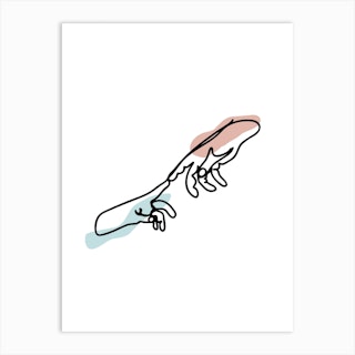 Female Hands Touch Line Art Art Print
