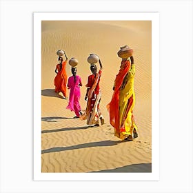 Women on the sand dunes Art Print