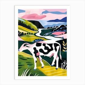 Cow In A Field Art Print