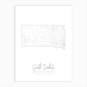 South Dakota Minimal Street Map Art Print