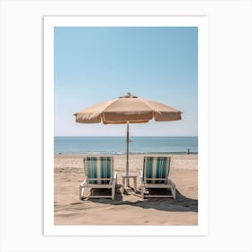 Set Of Beach Lounge Chairs Beach Summer Photography Art Print