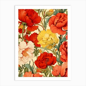 Red Poppy Flower Pattern Art Print