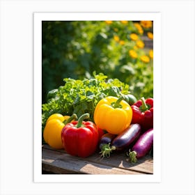 Assorted Vegetables Straight From The Garden Rich In Color And Variety Including Vibrant Red Tomat (7) Art Print