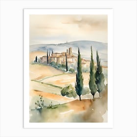 Abstract Tuscany Landscape Watercolor 3 Art Print