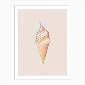 Ice Cream Dessert Minimal Line Drawing Flower Art Print