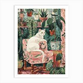 Cat In A Pink Chair Art Print