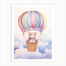 Baby Cat 1 In A Hot Air Balloon Art Print