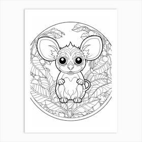 Line Art Jungle Animal Tarsier 3 Art Print