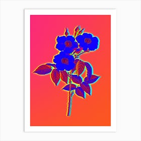 Neon Rose of Castile Botanical in Hot Pink and Electric Blue n.0009 Art Print