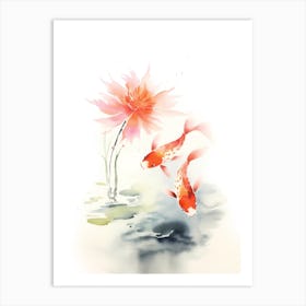 Koi Fish Watercolor Painting Art Print