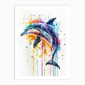 Dolphin Colourful Watercolour 3 Art Print