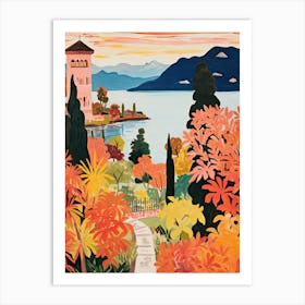 Isola Bella, Italy In Autumn Fall Illustration 2 Art Print