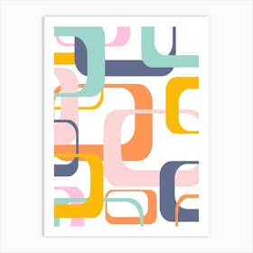 Mid Century Mod Space Age Geometric Shapes in Bright Colors Art Print