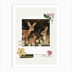 Scrapbook Deer And Bunnies Fairycore Painting 3 Art Print