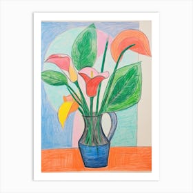 Flower Painting Fauvist Style Flamingo Flower Art Print