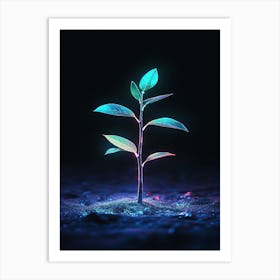 Neon Plant In The Dark 7 Art Print