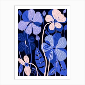 Blue Flower Illustration Lily 2 Art Print