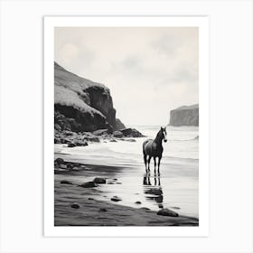 A Horse Oil Painting In Anakena Beach, Easter Island, Portrait 2 Art Print