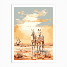 Horses Painting In Namib Desert, Namibia 2 Art Print