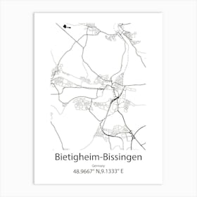 Bietigheim Bissingen,Germany Minimalist Map Art Print