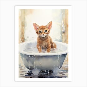 Abyssinian Cat In Bathtub Bathroom 3 Art Print