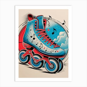 Music Notes On A Skateboard Art Print