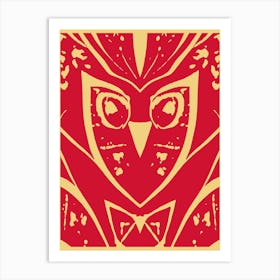 Abstract Owl Red And Yellow 1 Art Print