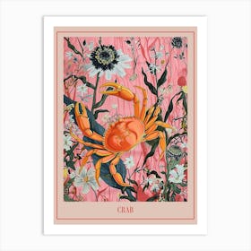 Floral Animal Painting Crab 2 Poster Art Print