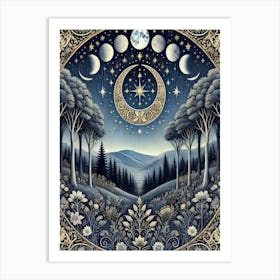 Moon And Stars 4 Art Print