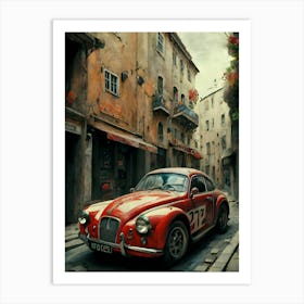 Classic Car In A City Art Print