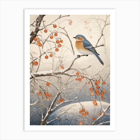 Winter Bird Painting Eastern Bluebird 3 Art Print