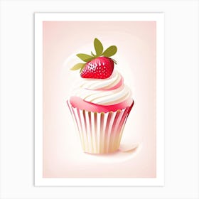 Strawberry Cupcakes, Dessert, Food Neutral Abstract Art Print