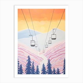 Heavenly Mountain   California:Nevada, Usa, Ski Resort Pastel Colours Illustration 0 Art Print