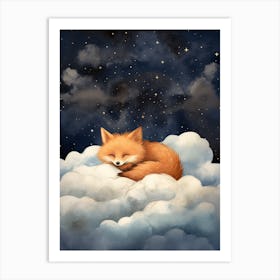 Baby Fox 3 Sleeping In The Clouds Art Print