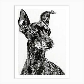 Miniature Pinscher Dog Line Sketch 1 Art Print
