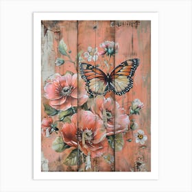 Butterfly And Flowers 16 Art Print