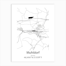 Muhldorf,Germany Minimalist Map Art Print