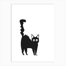 Black Cat Isolated On White Art Print