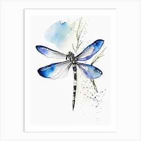 Slaty Skimmer Dragonfly Minimalist Watercolour 1 Art Print